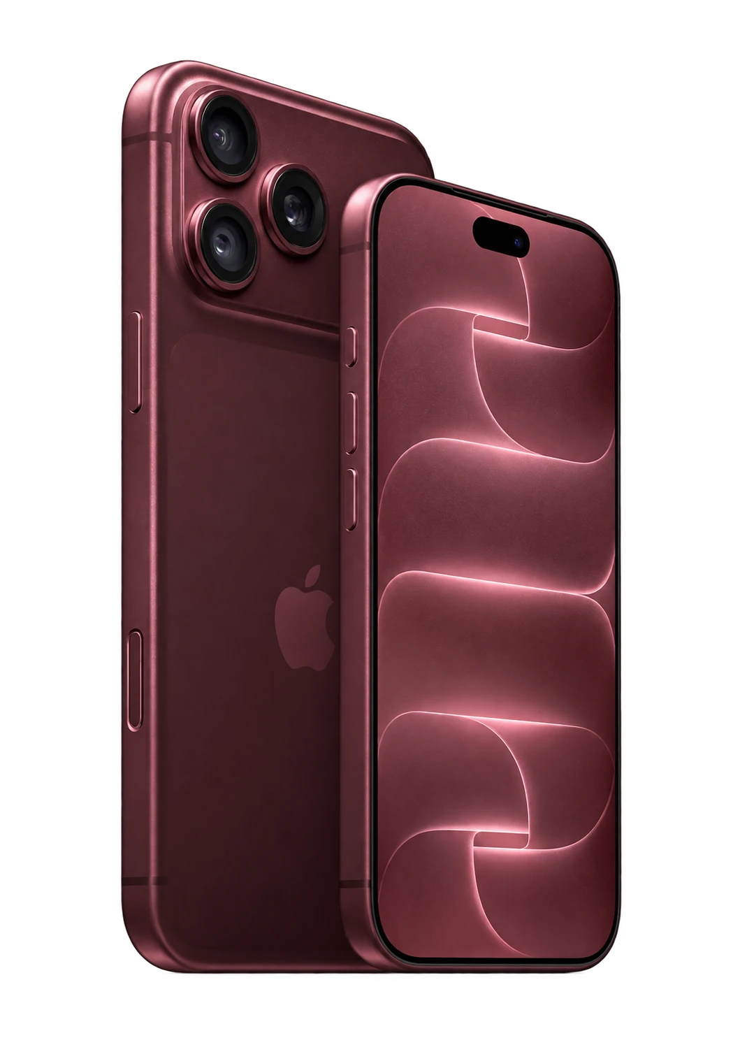 iPhone 18 Pro Max bordô, frente e verso